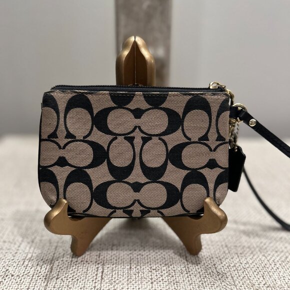 Coach Jacquard with Leather Strip Monogram Wristlet - Picture 3 of 5